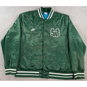 Nike Beaverton Oregon NSW Varsity Letterman Jacket Men's XL Green Snap Bomber